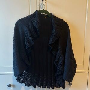 Vintage Elizabeth Gillett NYC Shawl Black Knit Cardigan